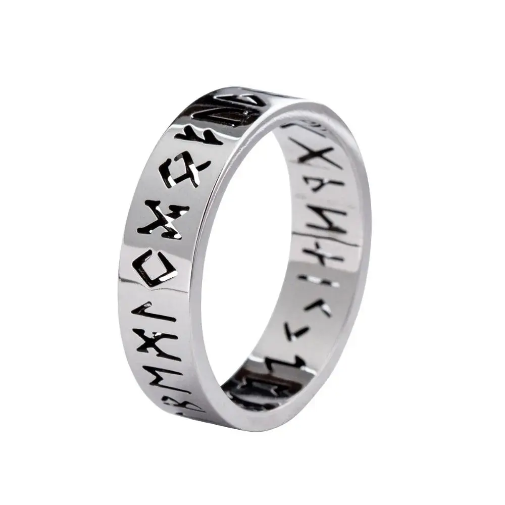 Vintage 6mm Outer Diameter Viking Theme Odin Norse Rune Rings for Men, Daily Wear Word Rings, Wedding Jewelry, Valentine's Gifts, Wholesale Costume Accessories