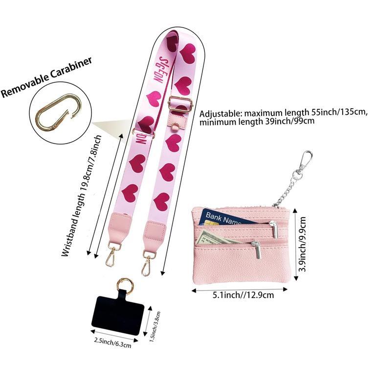 Clip and Go Strap for Phone With Wallet Crossbody Durable Adjustable Mobile Phone Strap Stylish Gift for Mother's Day & Birthday lanyard Cellphone Smartphone Black wrist lanyard