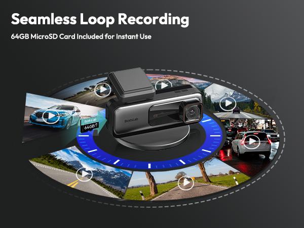 Botslab 4K Dash Cam Front & Rear 170° Ultra Wide with ADAS Night Vision 24/7 Parking IMX415 Sensor WDR 64GB SD Card 5G WiFi GPS Loop Recording Automotive Dvr Camera