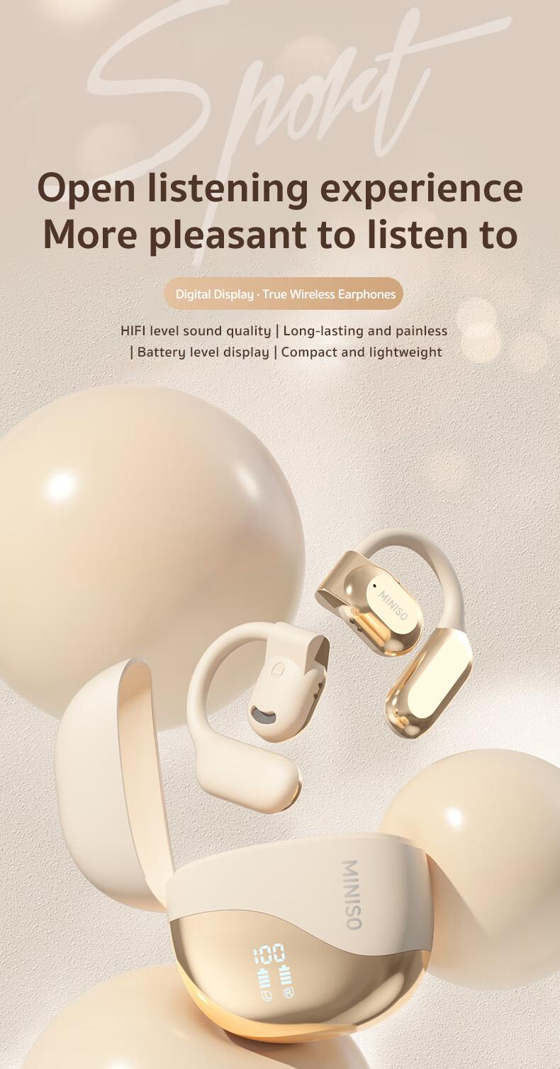 MINISO X38 Wireless On-ear Design Earphone for Summer, Noise Cancelling Headphone with Digital Display, Bluetooth-compatible Headphone for Running, Gym, Workout, Sports MINISO X38 Wireless On-ear Design Earphone for Summer, Noise Cancelling Headphone with Digital Display, Bluetooth-compatible Headphone for Running, Gym, Workout, Sports