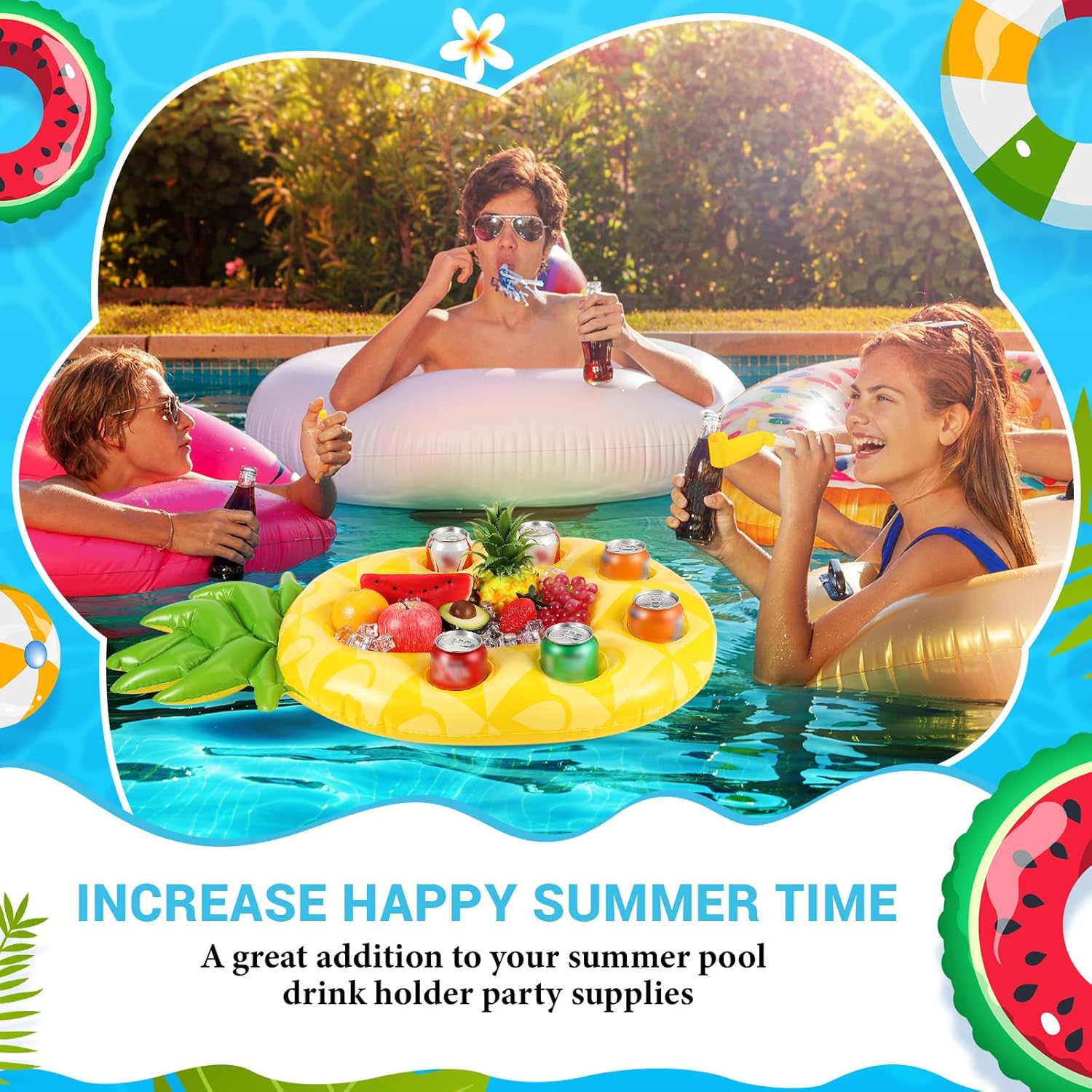 Inflatable floating chilled beverage rack, summer ice bar ice bucket, suitable for swimming pools, floating hut bars, adult hot tub beverage racks, inflatable pool accessories