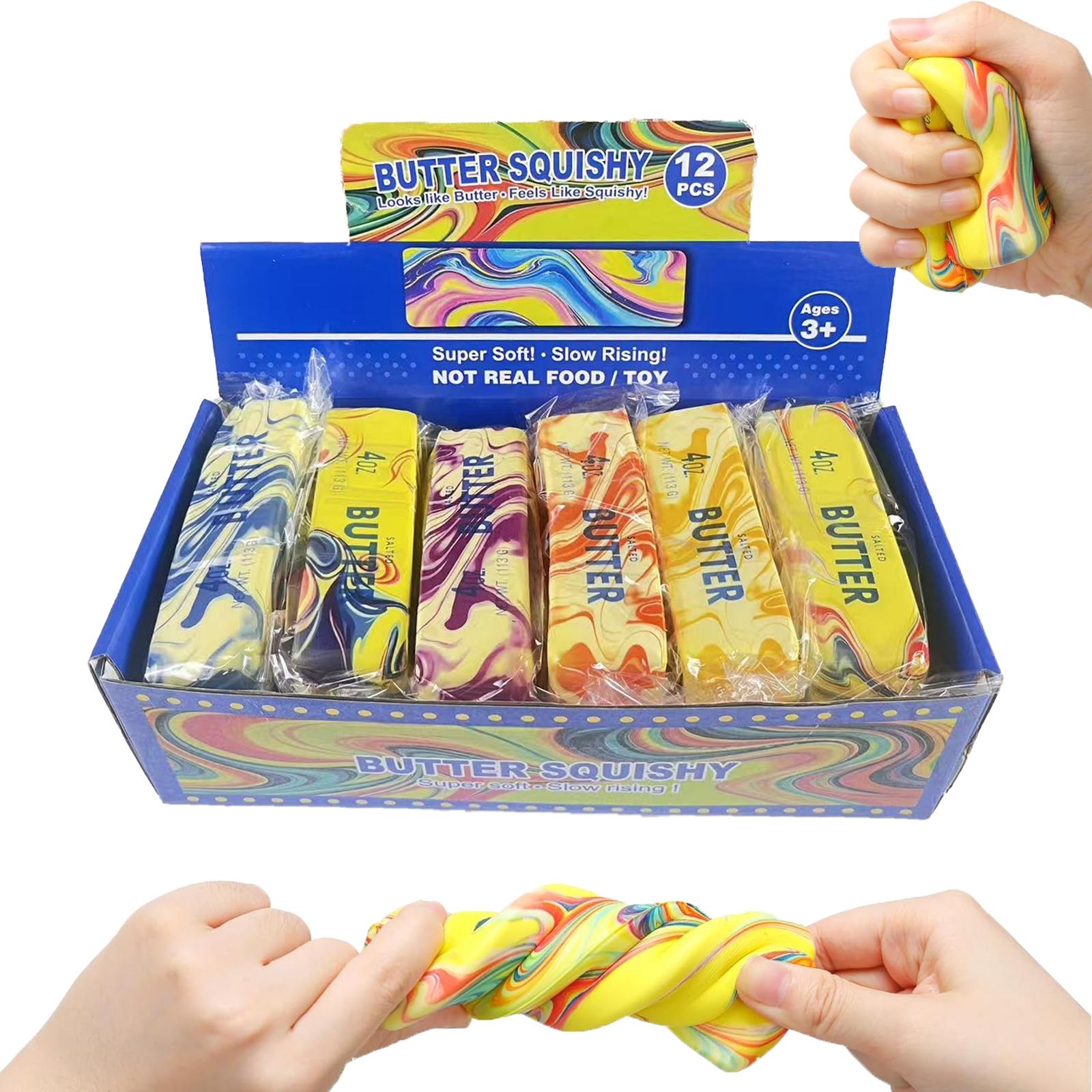 12pc Slow Rising Butter Squishy, Squishies Butter Squeeze Toys Pack Sensory Stress Relief Soft & Stretchy Fidget Toy for Party Favors Squishy Butter,boxed