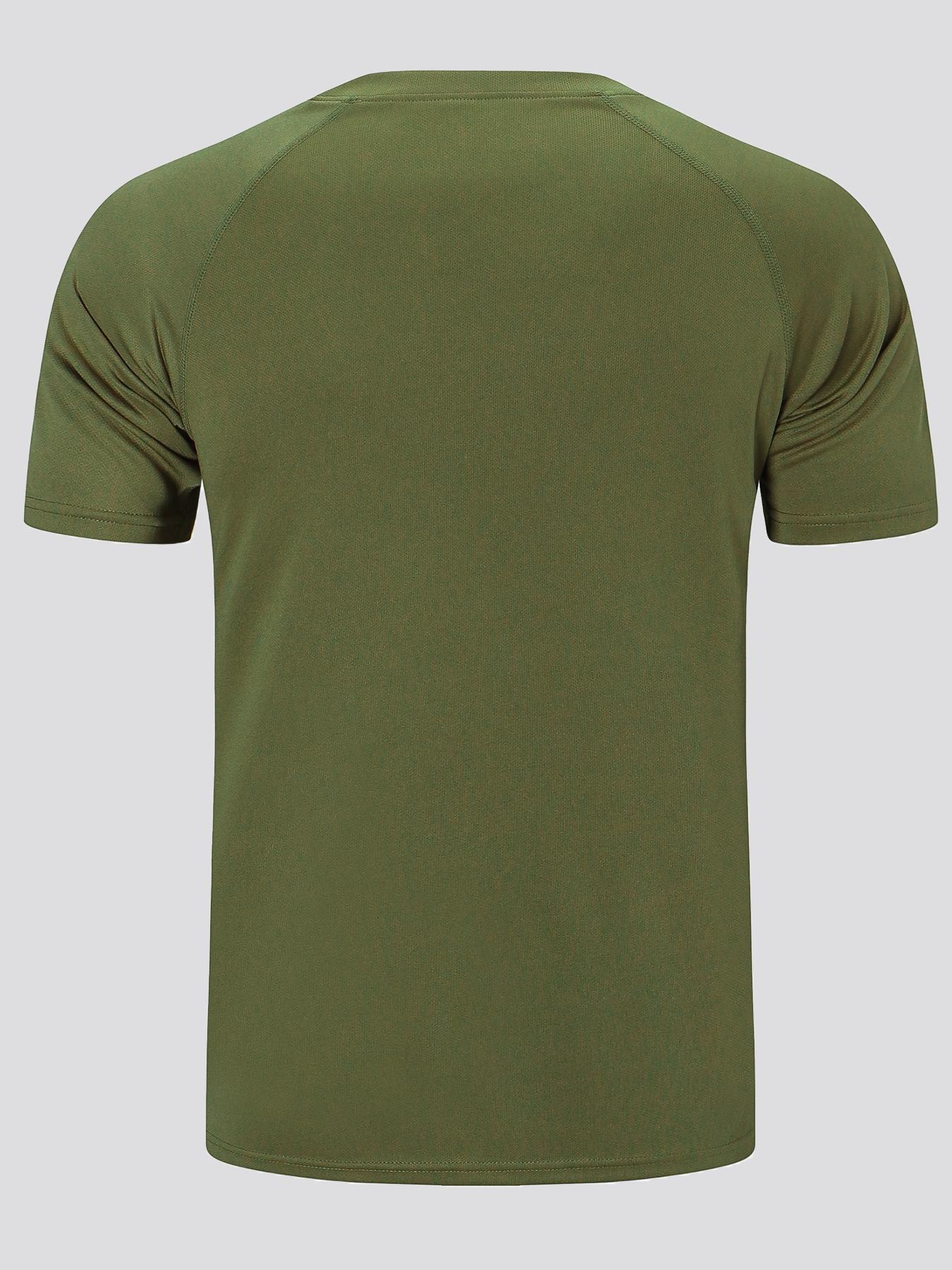 Men's Casual Sporty Solid Color Short Sleeve Round Neck T-Shirt, Sports Tee, Four-Way Stretch Moisture Wicking Polyester Fabric, Lightweight Breathable Design