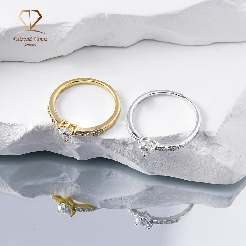 Delzzad Chic Iced Out Heart Ring Band D Color VVS Synthetic Moissanite S925 Women's Ring for Engagement, Wedding Anniversary & Valentine's Day Gifts