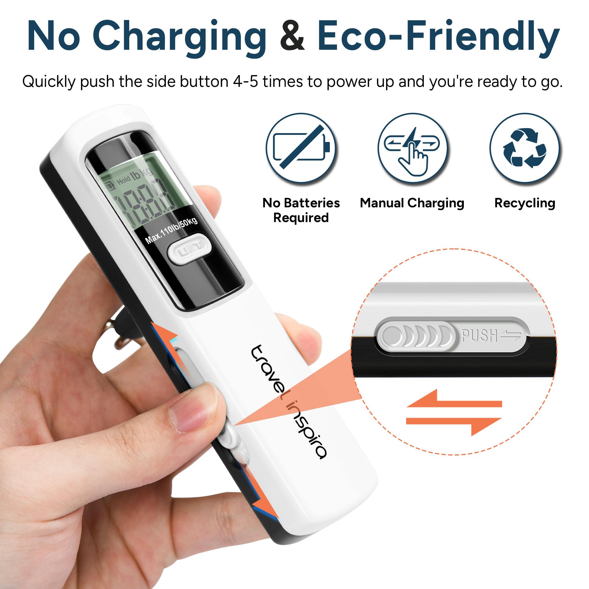 Travel Inspira Luggage Scale Battery-Free, Travel Essentials, Digital Weight Scales, Portable Handheld Digital Scale, Scale for Luggage Suitcase, Travel Accessories, 110lbs/50kg, TikTokShopSpringGlowUp