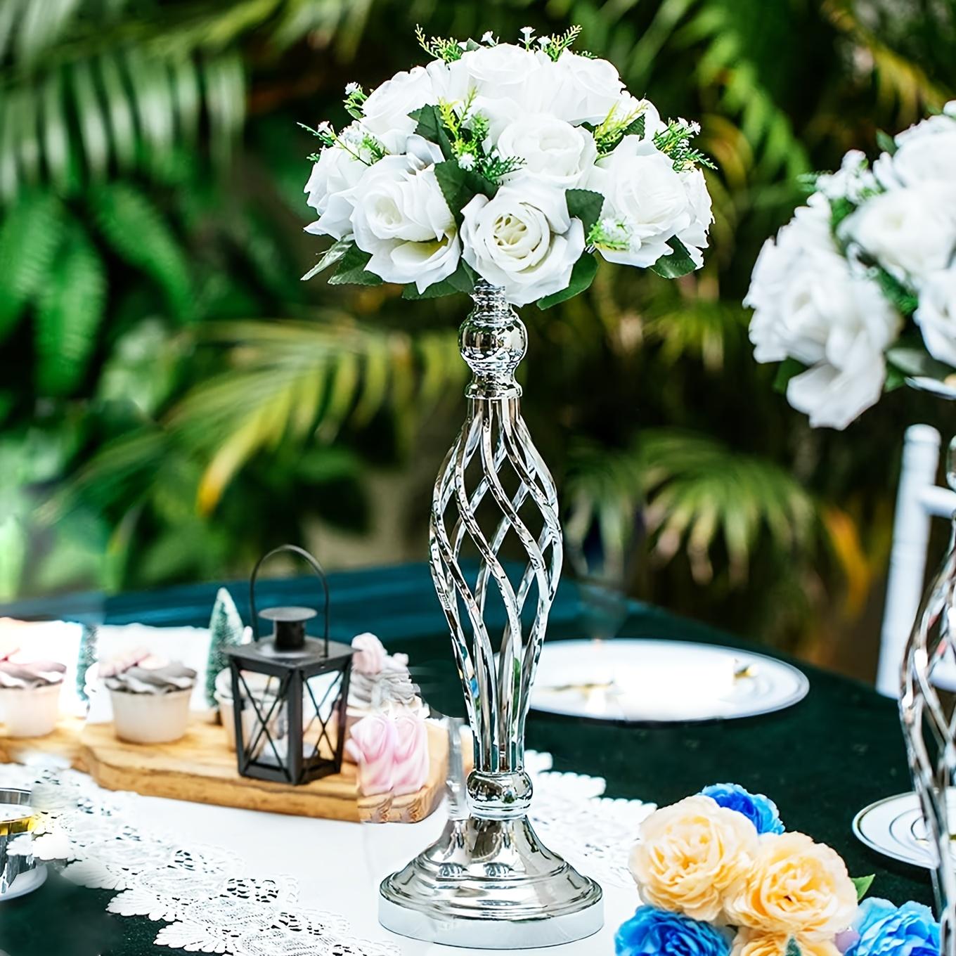 10pcs, Perfect Wedding Banquet Table Centerpiece, Elegant Metal Small Vase, Golden And Silver Bohemian Artificial Flower Decoration Bottle, Multifunctional Flower Stand Candlestick