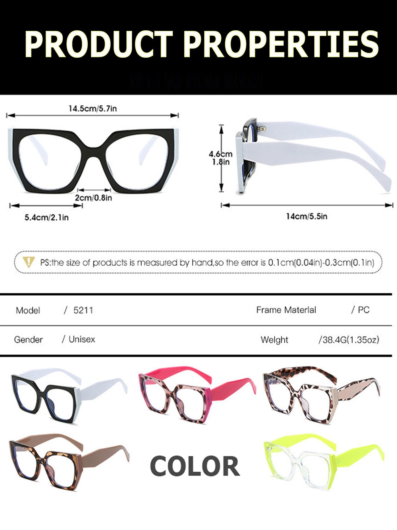 New Fashion Large Frame Polygonal Personality Plain Glasses, Colorblock Blue Light Blocking Eyewear, Stylish and Protective Sunglasses