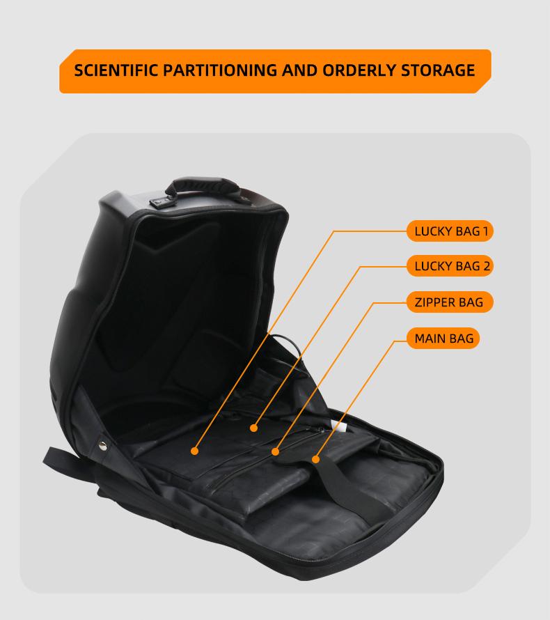 Motorcycle DIY Backpack - Hard Shell Large Capacity with APP, Programmable Backpack Designed by Owl - Ideal for Cycling, Camping, and Travel