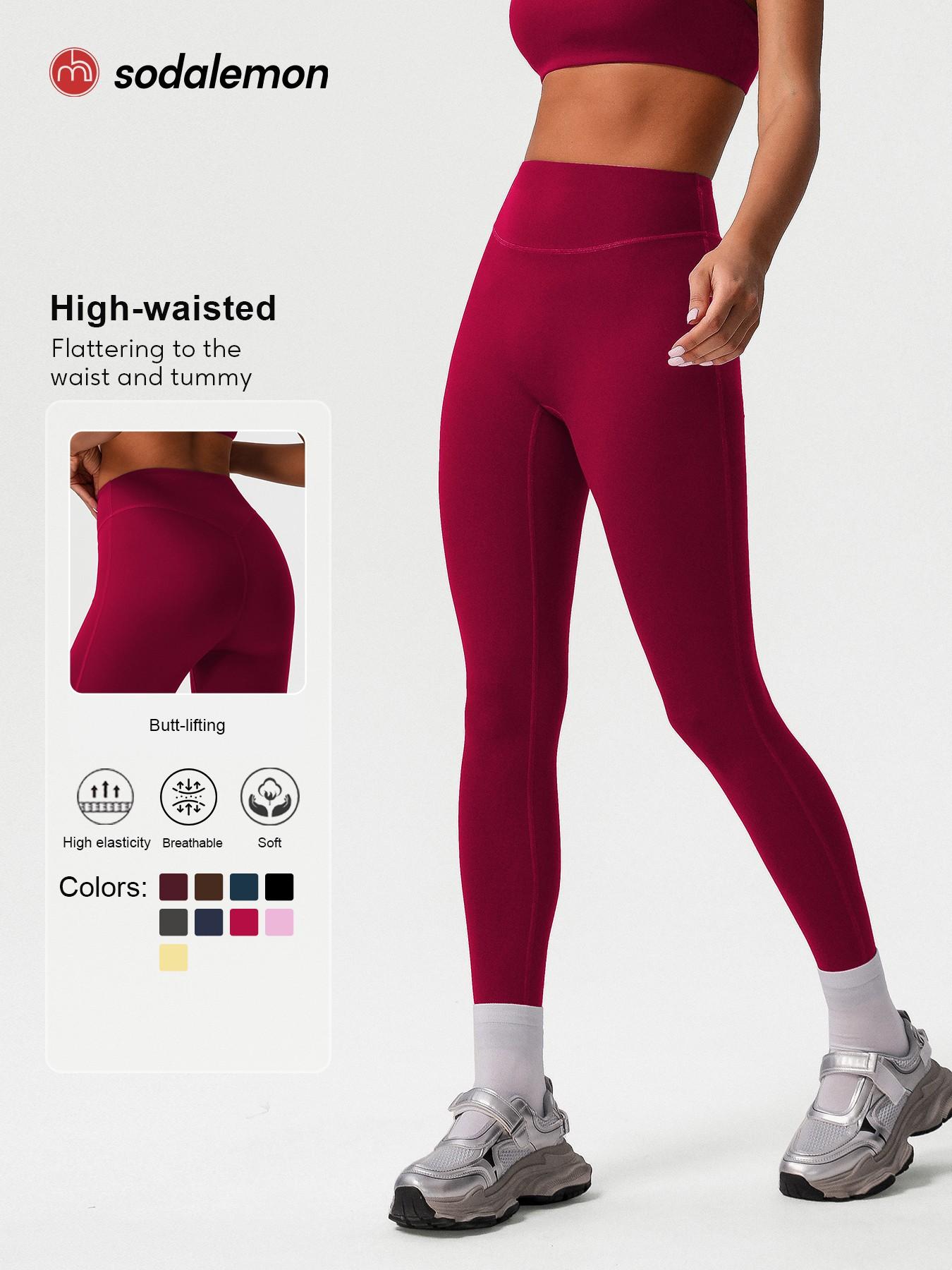 Women's Solid High Waist Sports Leggings, High Waisted Leggings, Casual Comfy Breathable Skinny Pants for Yoga Gym Workout Running, Ladies Sportswear for All Seasons, Womenswear