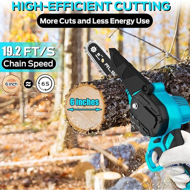 Mini Chainsaw Cordless 6-inch, Portable Handheld Electric Chain Saw with 2x3000mAh Large Batteries, Battery Powered Chainsaw Garden Tools for Wood Cutting Tree Trimming, Best Gifts for Dad, Husband