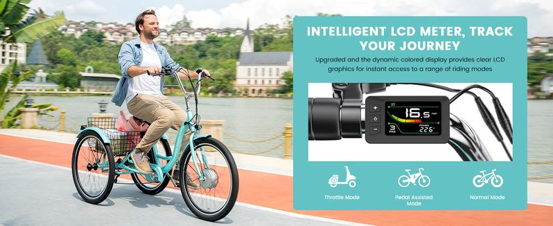MOONCOOL MC 350 Electric Trike, 24/26 Inches 7 Speeds 3 Wheels Electric Bikes for Adults, 350W Motorized Electric tricycle with 10.4Ah Removable Battery 16MPH MOONCOOL MC 350 Electric Trike, 24/26 Inches 7 Speeds 3 Wheels Electric Bikes for Adults, 350W Motorized Electric tricycle with 10.4Ah Removable Battery 16MPH