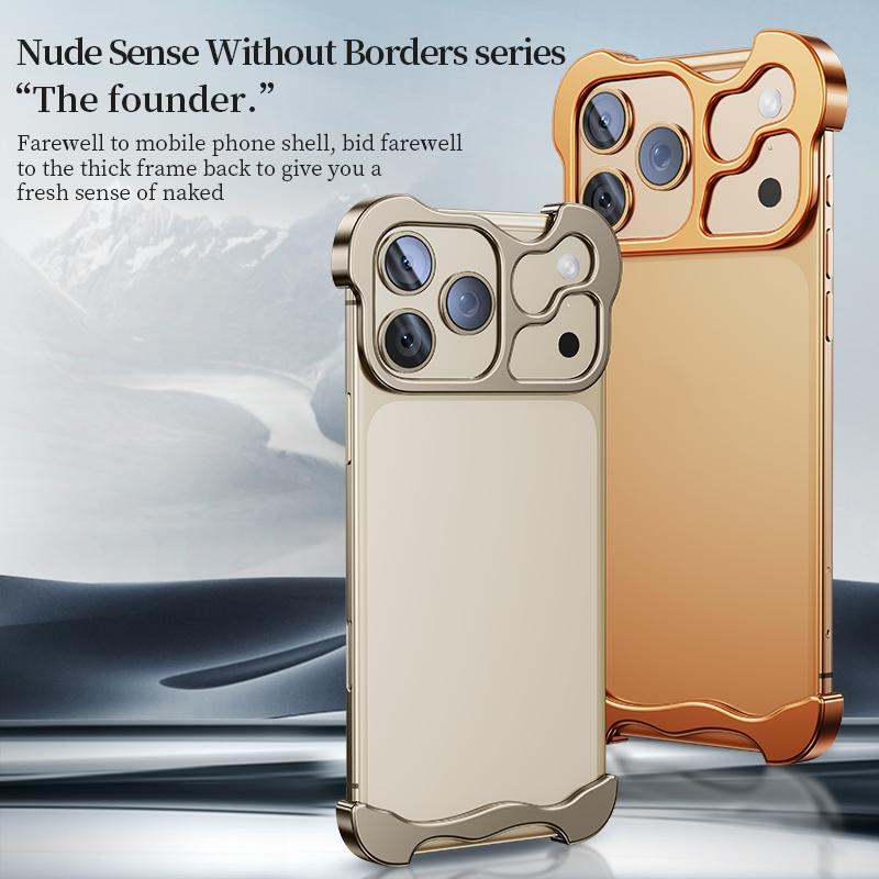 Minimalist Phone Case for iPhone 17 Series, Aluminum Alloy Frameless Design, Ultimate Protection with Lens Film Included