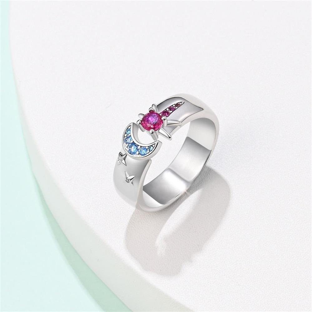 Celestial Wide Face Ring, Sun, Moon, Star, Open Ring, Shining Zircon, 925 Pure Silver, Ring Girl, Gift, Daily Wear,Perfect for Women's Jewelry Collection woman jewelry