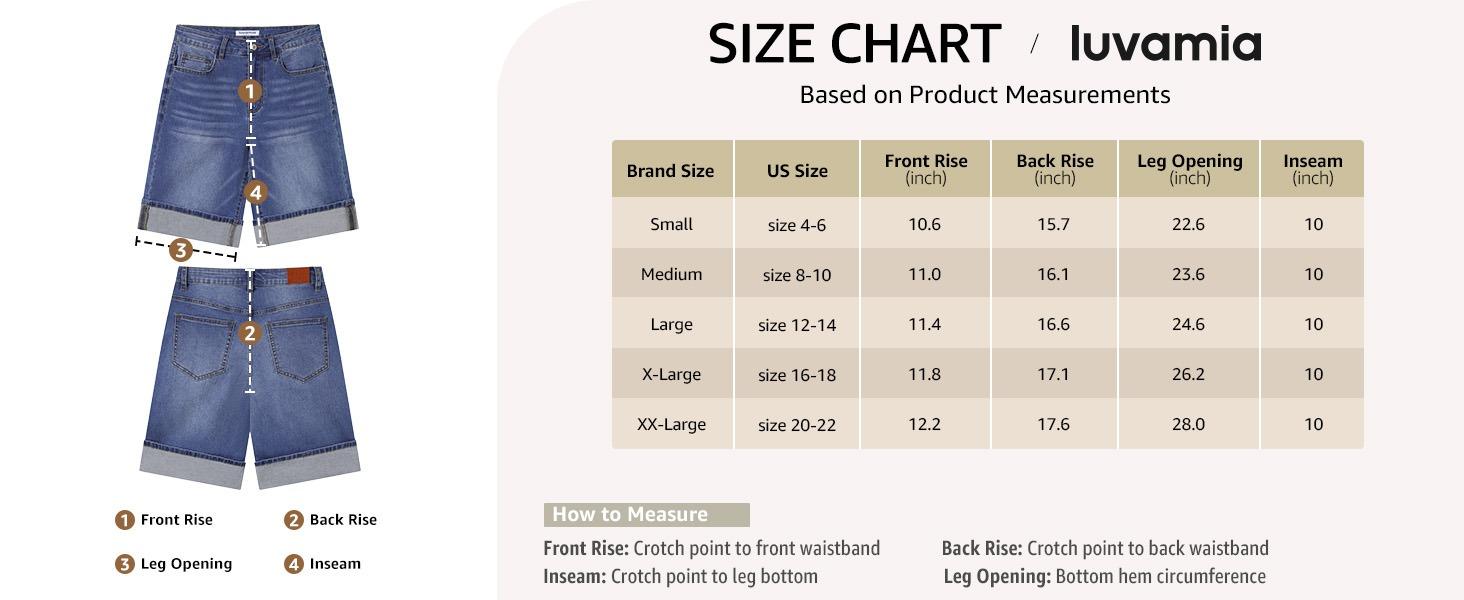 luvamia Jean Bermuda Shorts for Women High Waisted Knee Length Cuffed Long Stretchy Denim Shorts Loose Summer Jorts