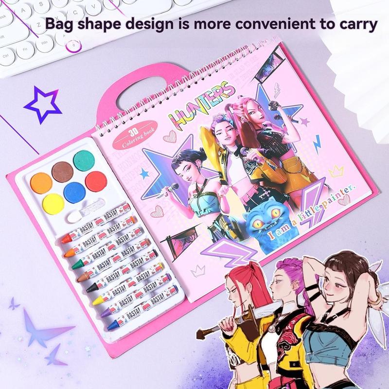 K-Pop Anime Coloring Book, Singing Queen Colorful Drawing Activities, Safe Art Supplies & Creative Fun Gift