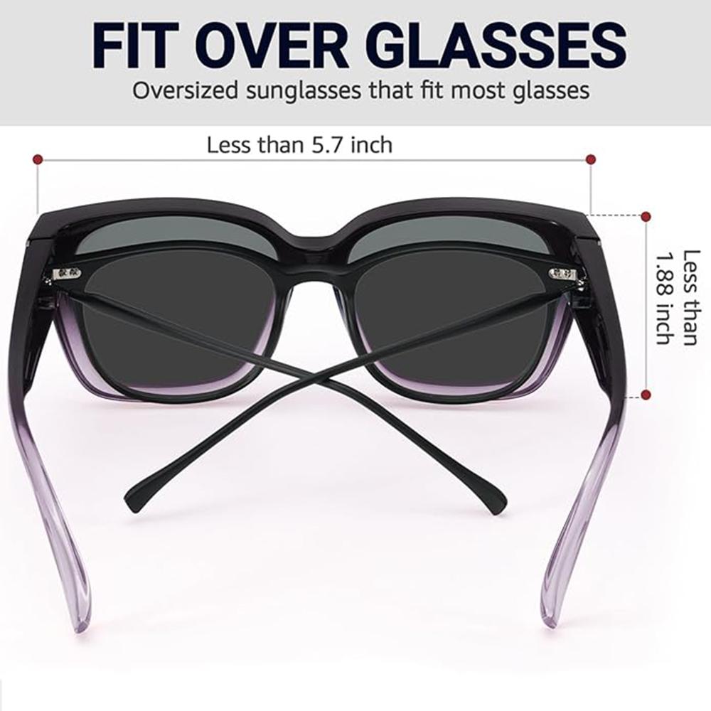 2Pcs Oversized Square Sunglasses for Women Men Frame Polarized UV400 Protection Stylish Comfortable Fit for Driving Fishing Cycling