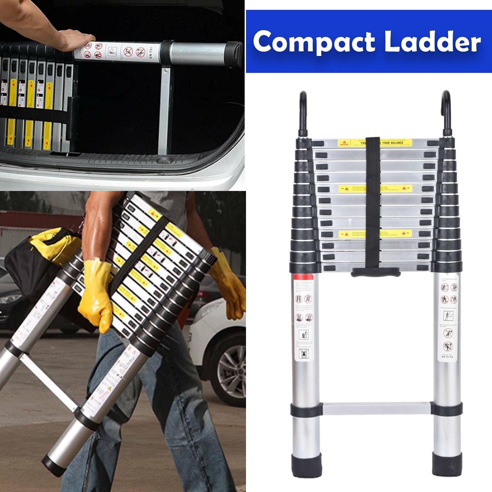 Aluminum Telescoping Ladder 14.4ft / 16.4ft /20.3ft Extension Ladder with 2 Hooks, Portable Folding Ladder, 330lbs Load Capacity, Adjustable Height for Indoor Outdoor RV Home Office