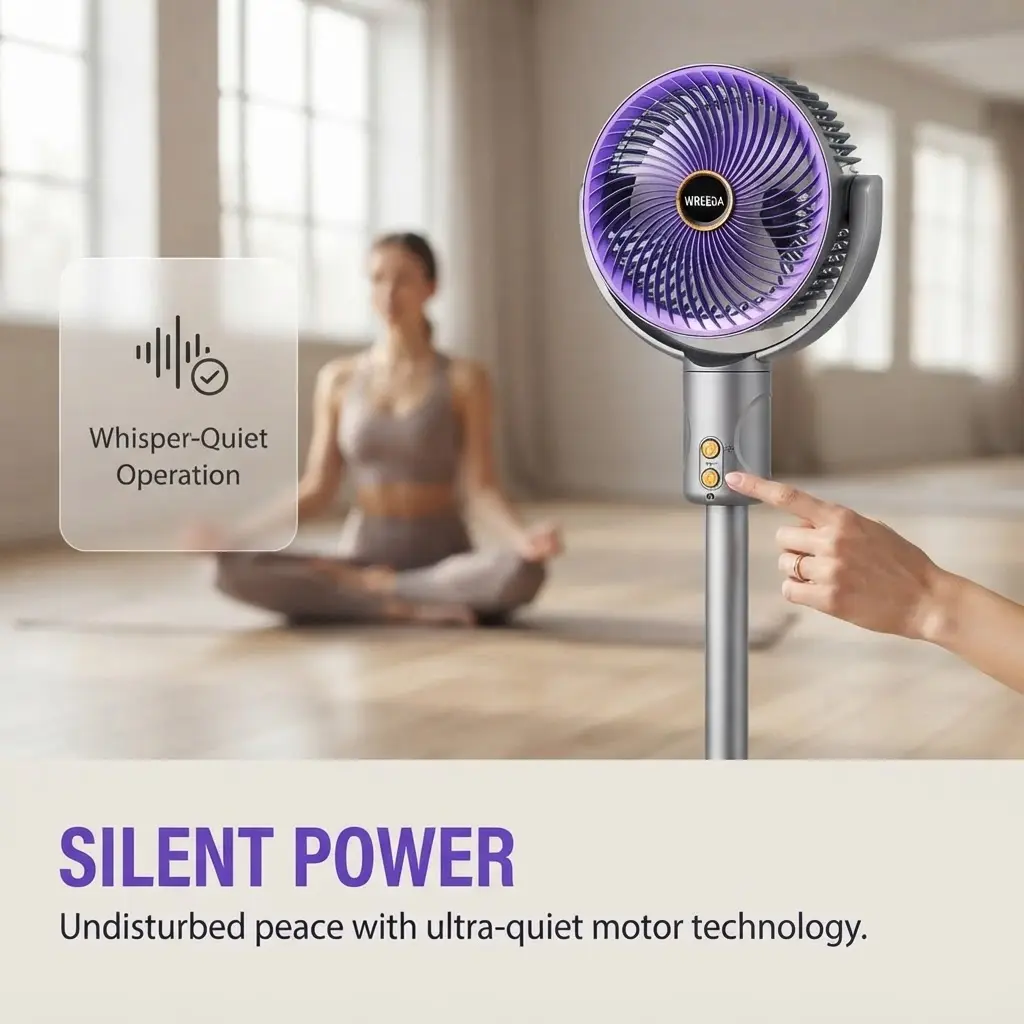 Rechargeable Oscillating Desk Fan - Compact, 5-Speed Quiet Portable Mini Cooling Fan with Adjustable Height, 120° Wide Oscillation for Home, Office Use