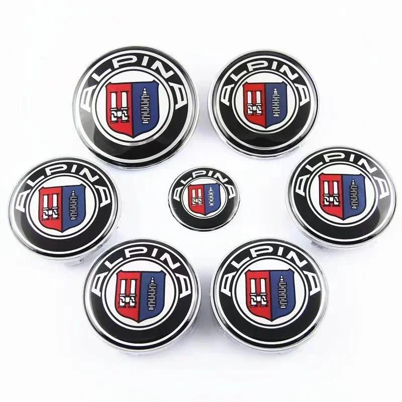 For Alpina Modified Front And Rear Car Logo Cover 68mm Wheel Hub Cover Logo Center Cover Steering Wheel Abs Badge Accessories.