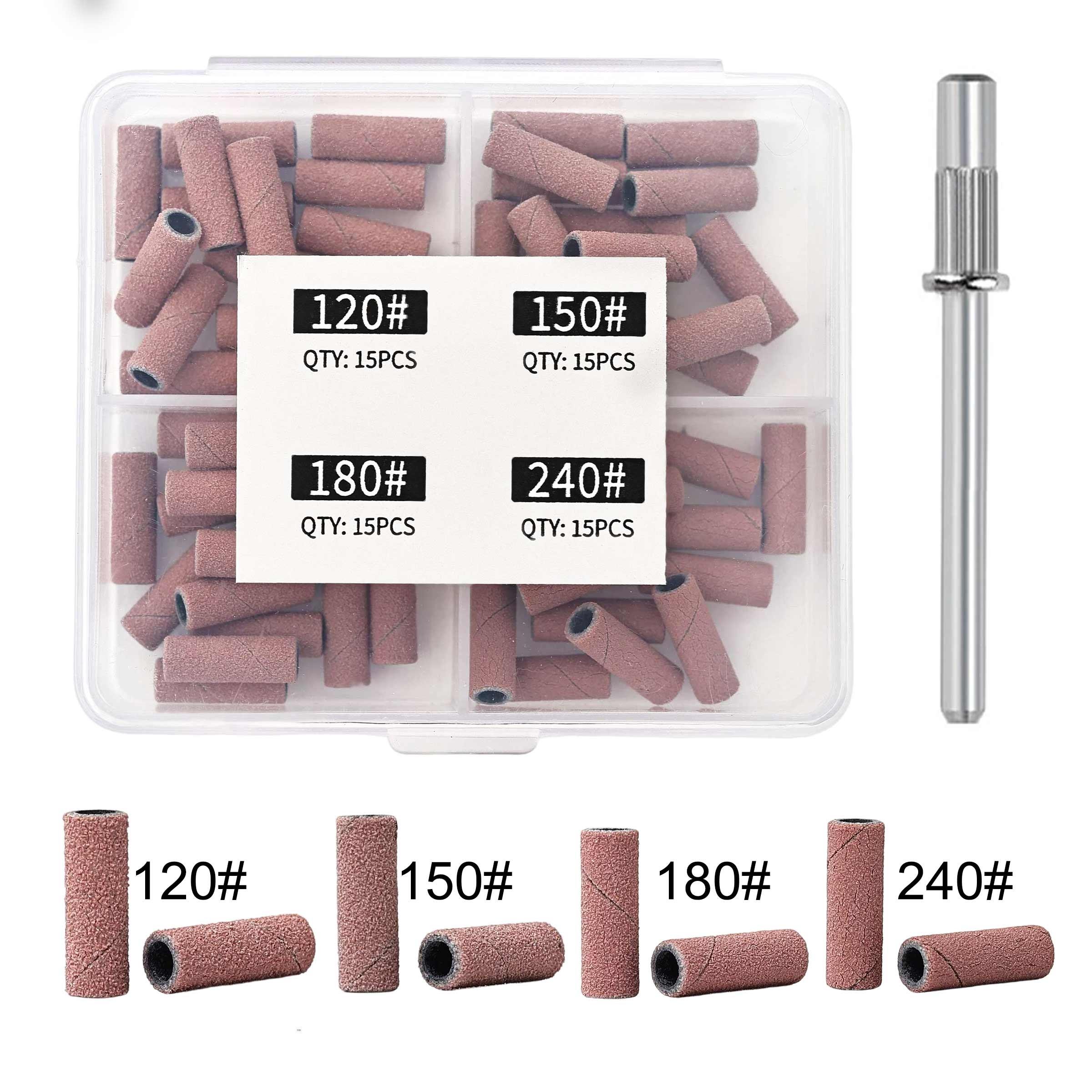 Nail Drill Bits Sanding Bands, 50/100pcs Coarse Fine 120/150/180/240 Grit, 3.1mm Mini Mandrel, Acrylic Nails Gel Manicures Pedicure
