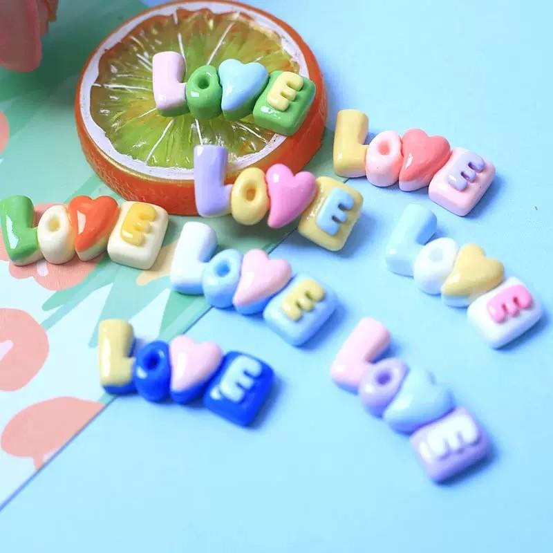 Letter Love Cream Resin Mini Toy, Micro Landscape Decor, Garden Ornament, Dollhouse Decoration, Mini Car Decor, Magical Happy Toy