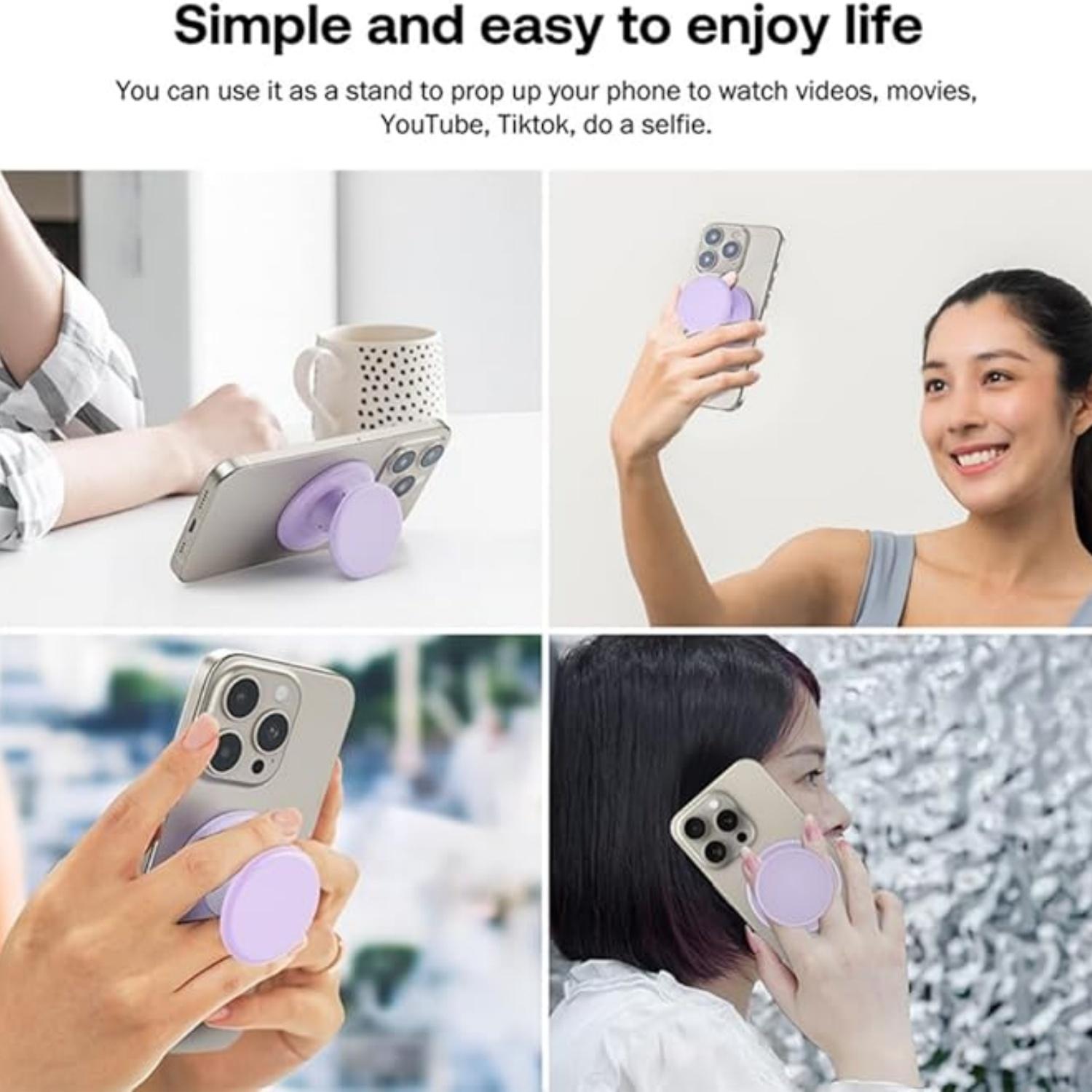Magnetic Push-Pull Phone Stand, Sand Star Flash Style, High-End Shaking Magnetic Holder, Adjustable Stable Desktop Support, Flower Design, Magnetic Phone Grip