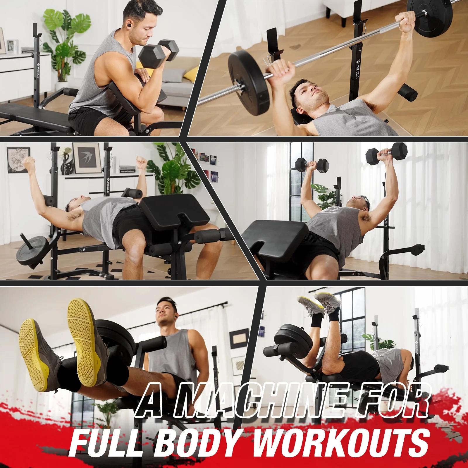 8 in 1 Olympic Weight Bench Set with Leg Extension and Leg Curl, Multi-Function Bench Press Set with Preacher Curl Pad and Chest Fly, Full-Body Strength Training Equipment Workout Station Workout Machine 8 in 1 Olympic Weight Bench Set with Leg Extension and Leg Curl, Multi-Function Bench Press Set with Preacher Curl Pad and Chest Fly, Full-Body Strength Training Equipment Workout Station Workout Machine