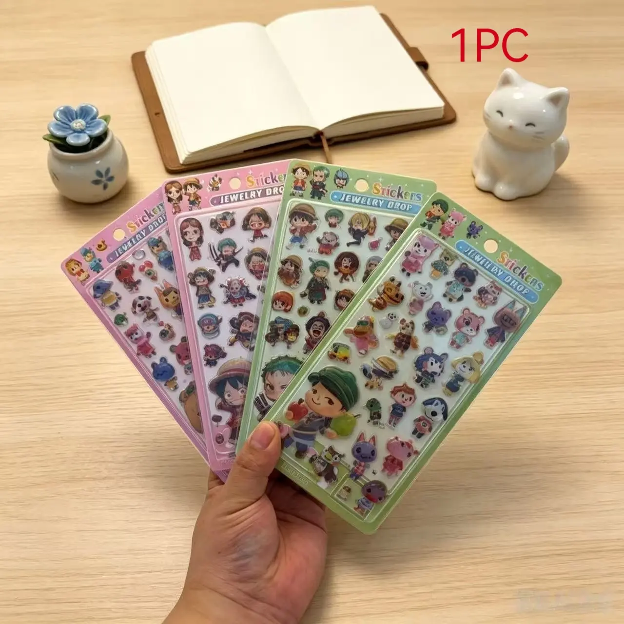 Cute Cartoon Jewelry Crystal Resin Stickers, Reusable 3D Transparent Stickers for Kids, DIY Crafts, Phone, Laptop, Birthday Party Decorations