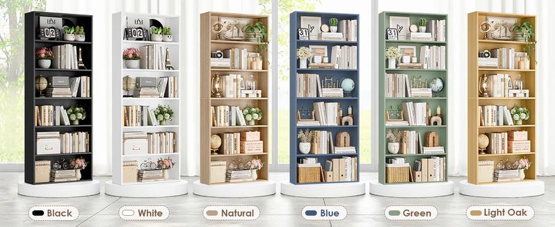 FOTOSOK 70.8" Tall Bookcase Shelf, 6 Tier Wide Bookshelf with Storage, Billy Bookcase Set of 2, Large Bookshelf for Living Room, Home Office