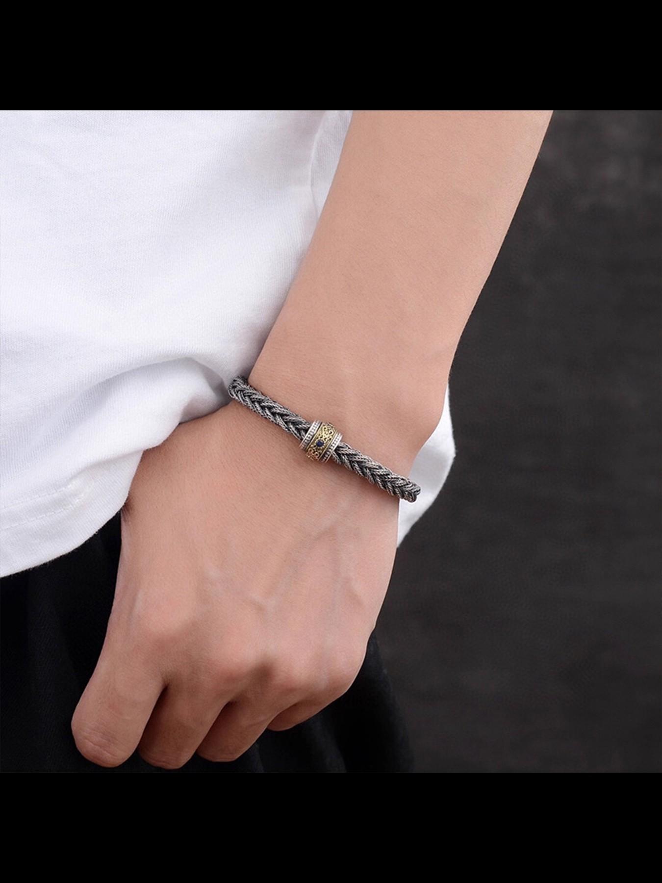 New Fashion Versatile Handmade Braided Fox Tail Square Bracelet Bead, Unisex High-End Romantic Couple Jewelry, All Seasons Casual Style