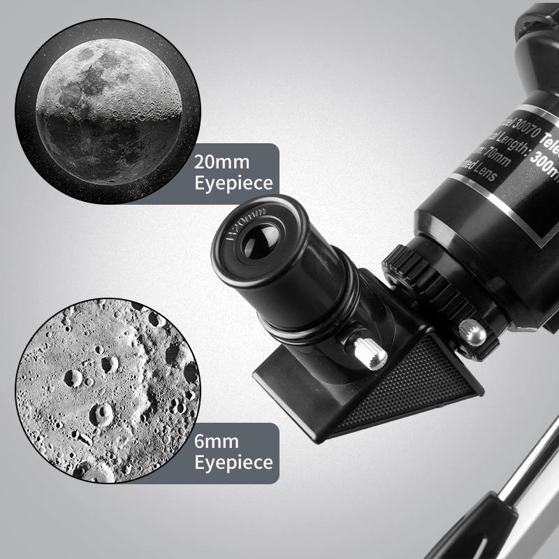 70mm Aperture 300mm Focal Length 150X Astronomical Telescope, Perfect for Science Education & Nature Exploration, Ideal Holiday Gift for Family and Friends