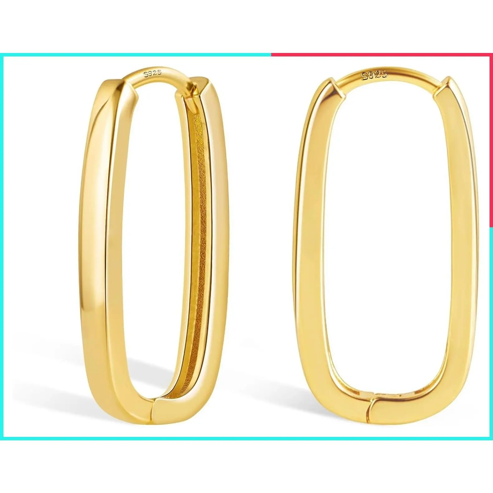 Trendy Geometric Hypoallergenic Hoop Earrings for Women in Silver and Gold - Rectangle, Square, U Shape