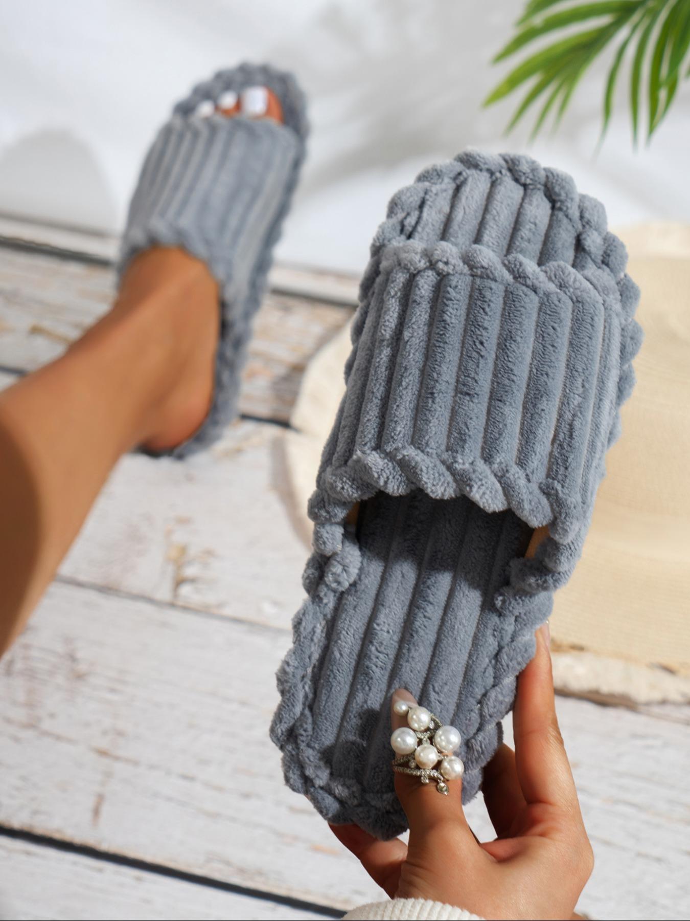 Women's Home Comfortable Slippers, Half Strap Slippers, Fluffy Fleece Autumn Winter Cold Protection Warm Design, Simple Versatile Bedroom Soft Slippers, Suitable for Daily Indoor Leisure Occasions, Must-have for Gifts, Footwear