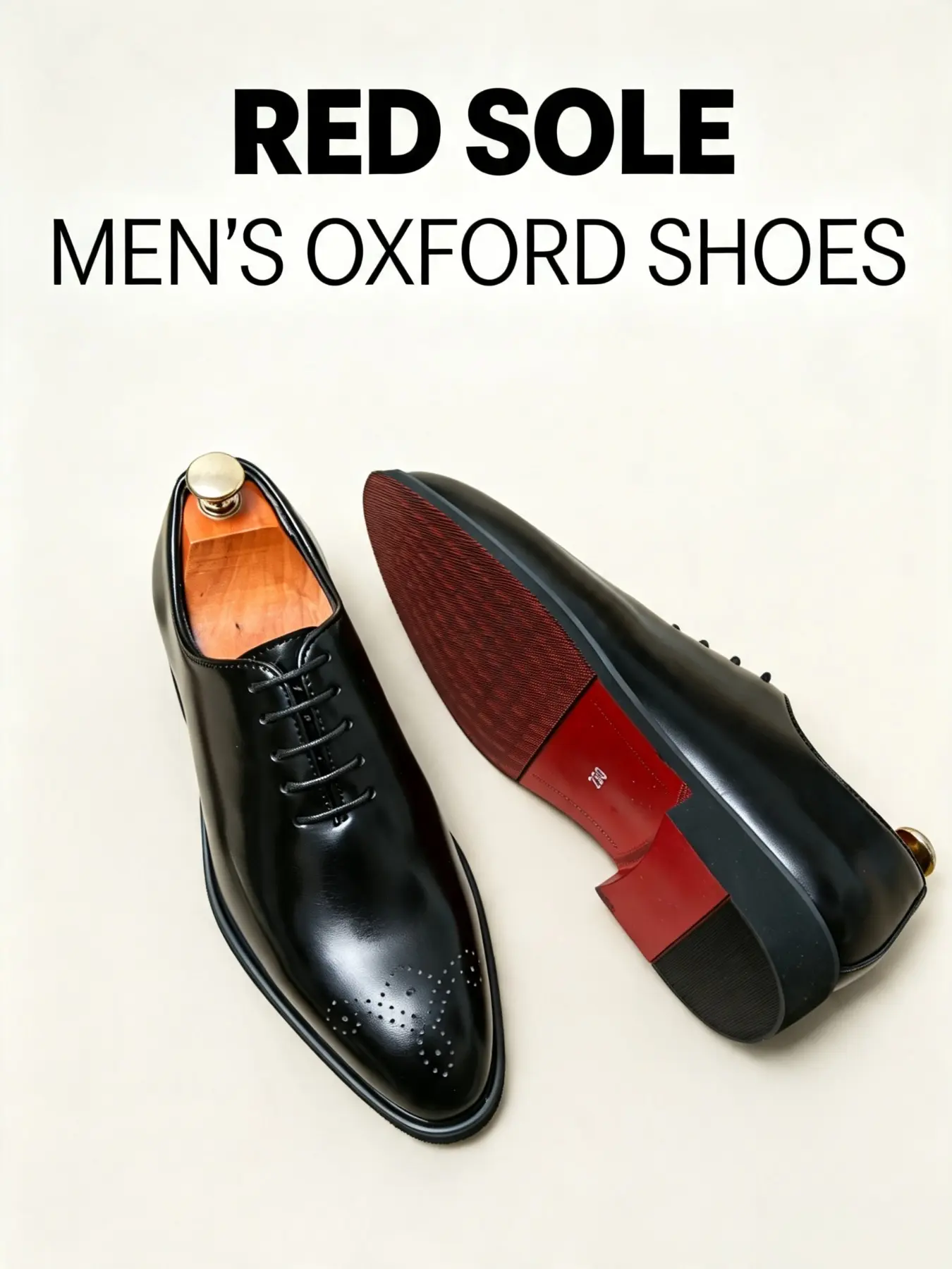 Red Sole Mens Dress Shoes Business Formal Party Wedding Oxfords Men Shoes Cap‑Toe Dress Shoes for Business Wedding