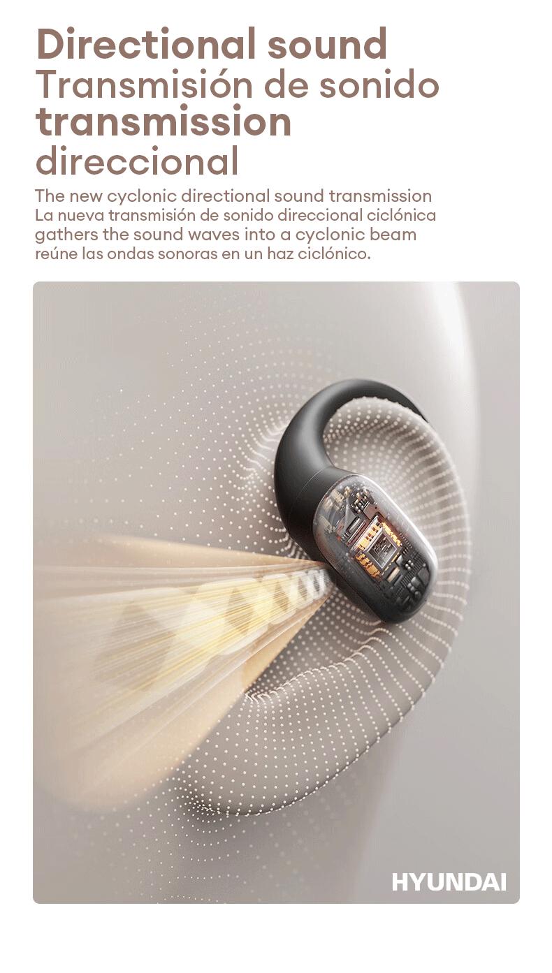 HYUNDAI Q2 OWS Health Detection Bluetooth Earbuds Surround Natural Sound Effect & Noise Reduction Headset with Mic, Breathable Open-ear Ergonomic Design Headphones