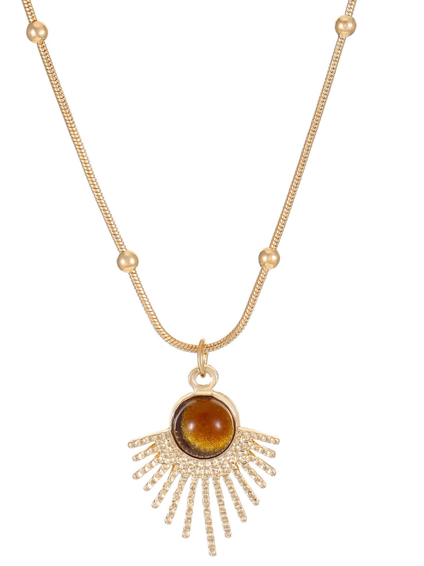 Meleard Tiger Eye Stone Necklace, High-End Unique Shirt Accessory Vintage Pendant Necklace, Suitable for Daily Wear