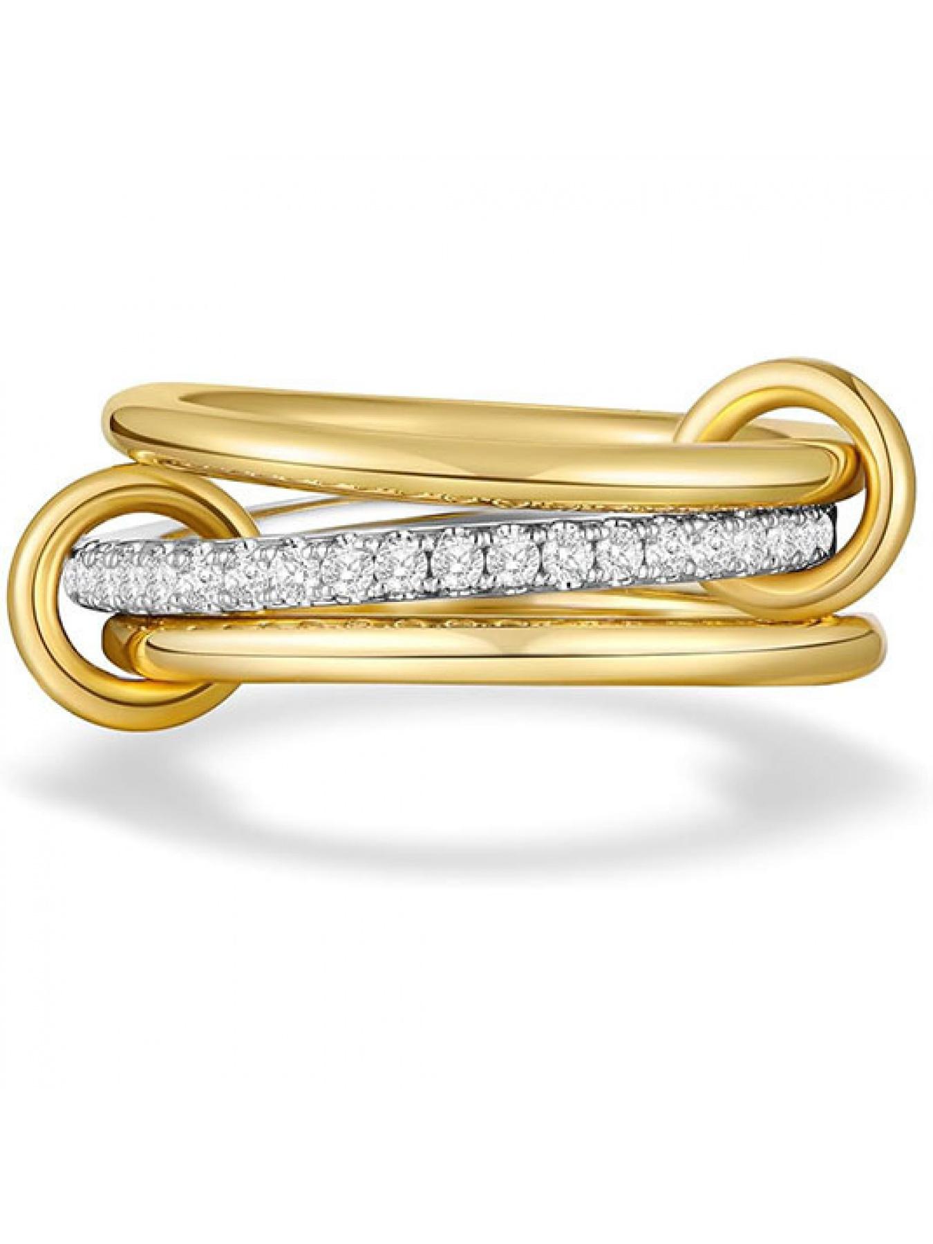 Stainless steel interlocking rings with full diamonds, three rings, four rings, new double-color multi-element style ring