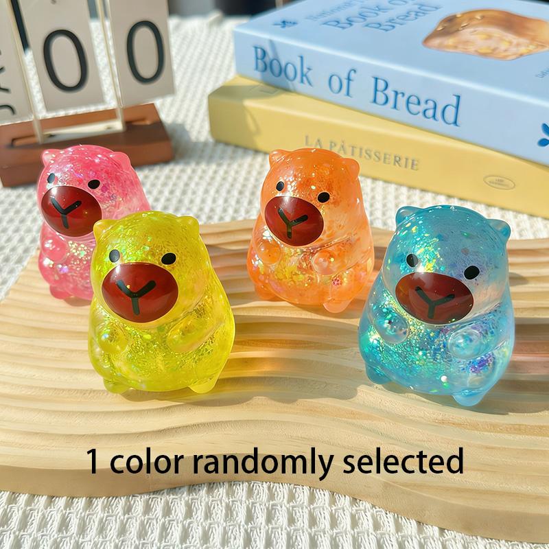 1/2/4 pack of sensory decompression toys, sparkling capybara squeeze toys, 4 colors, pinch music, cute maltose filled elastic capybara squeeze toys, birthday party gifts (color and style random)