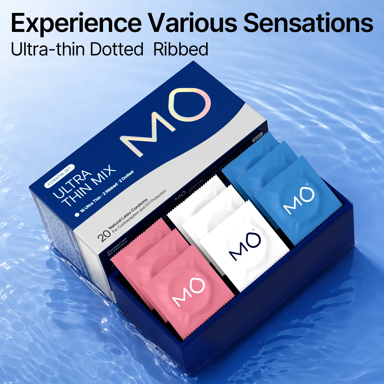MO Trio Bundle Variety Pack Wnmen Condoms Universal Regular Fit, 20 Pcs Natural Latex Condoms with 3 Triple Sensations Textured Mix (Ultra Thin, Ribbed Dot), pH Balanced, Everyday Use,Shopping Deals, Free 3 Day Shipping,SohoChic