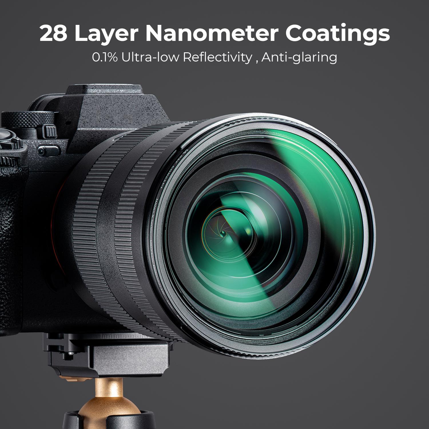 【K&F CONCEPT】Ultra-Low Reflectivity MCUV Lens Protection Filter 28 Multi-Layer Coatings Ultra-Slim HD Waterproof Scratch Resistant Lens UV Filter (Nano-X Series) circular polarizer