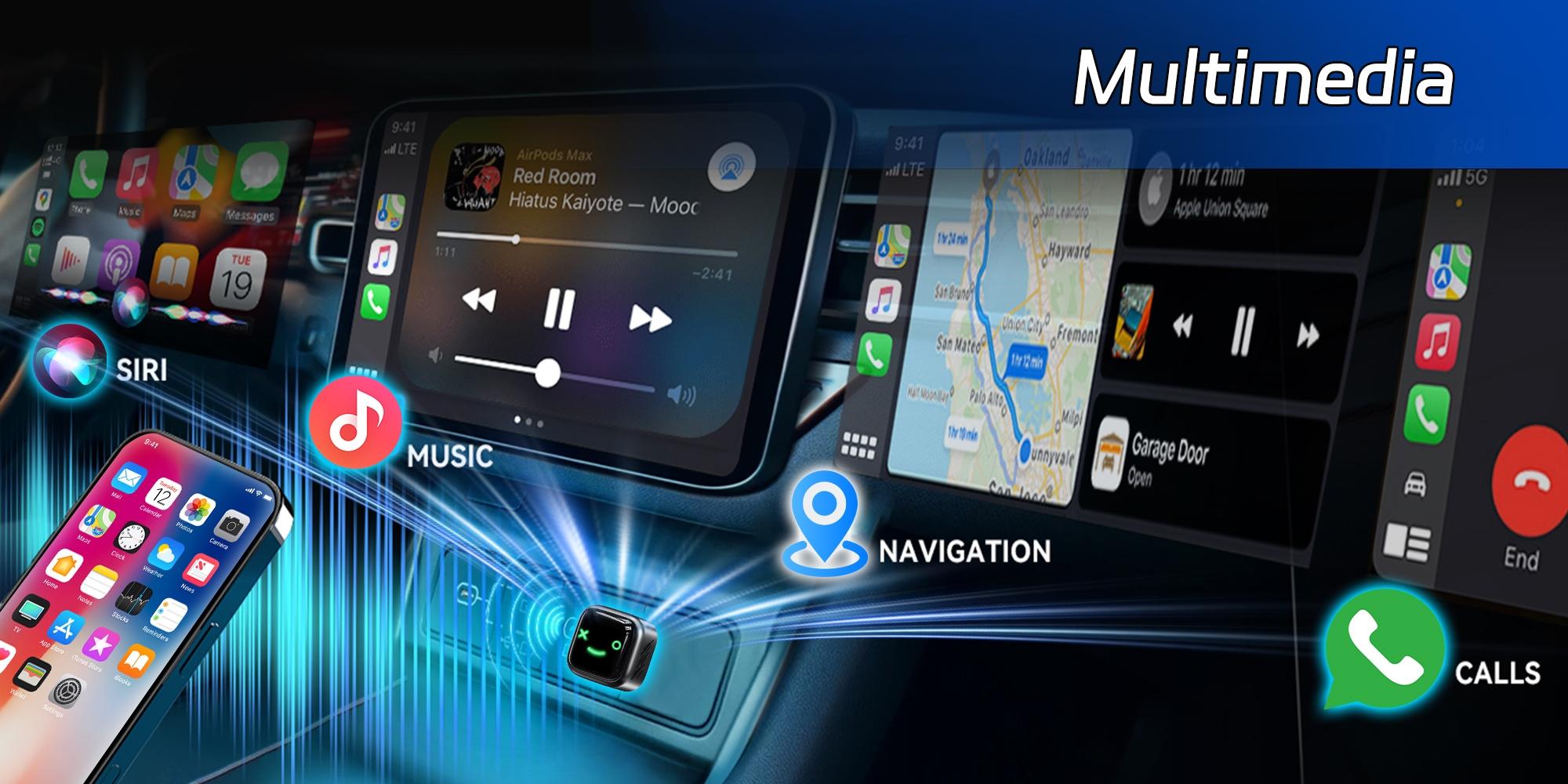 Wireless Carplay Adapter, Android Auto Wireless Adapter, Mini USB-C Adapter, Compatible with iPhone and Android, Hands-Free Calling/navigation, Carplay Dongle Connectivity