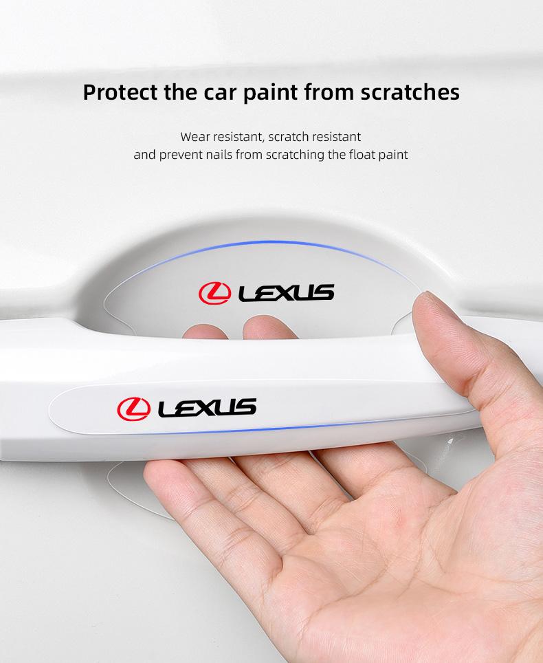 8Pcs Transparent Car Emblem Door Handle Protector Stickers Protection Film Accessories For Lexus IS500 LS460 RC200 LM300 RX450 LX NX350h LC UX CT RZ450e RC300 GX400 GS200t GS300h LS600 RX300 TX LBX HS250