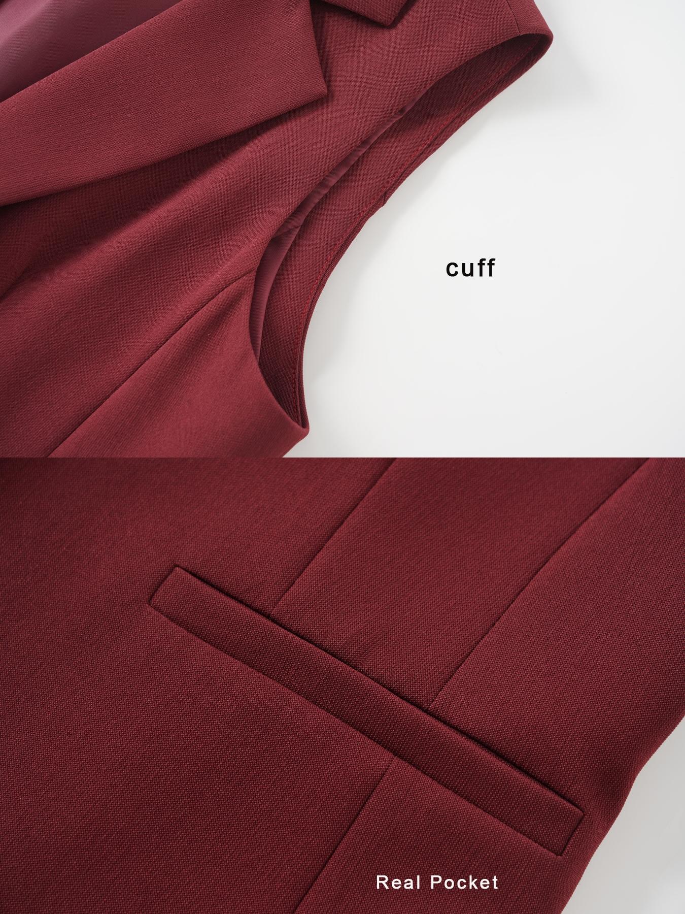 Women's Solid Color Sleeveless Blazer Vest, Plain Color Waistcoat, Elegant Outerwear for Work Office Business, Ladies Spring & Fall Clothes