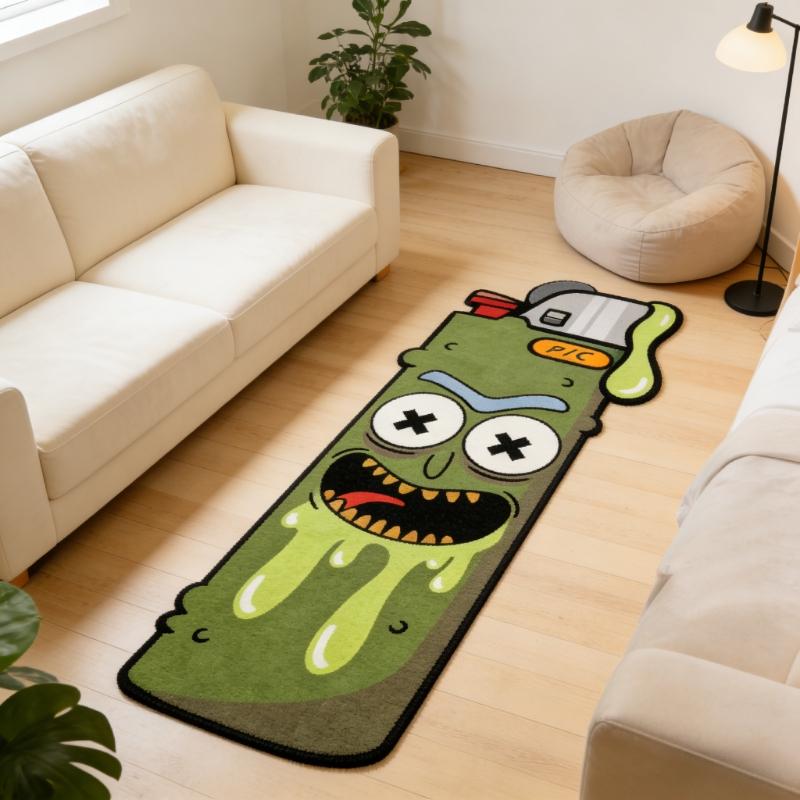 Funny cartoon pickled cucumber lighter shape sofa area carpet abstract interesting creative bedroom bedside strip carpet fashion home decoration cloakroom plush carpet personality trend e-sports room home washable carpet
