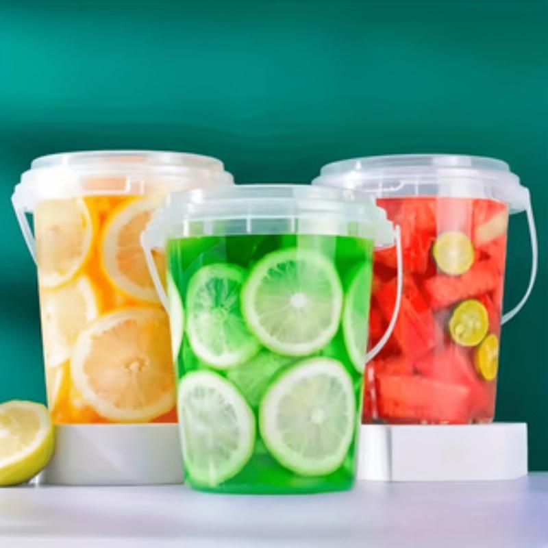 6-piece set of 500ml disposable plastic beverage containers with handles, lids, and straws; transparent fruit tea/bubble tea cups; suitable for takeout; food-grade PP portable juice containers; Plastic Clear Cups