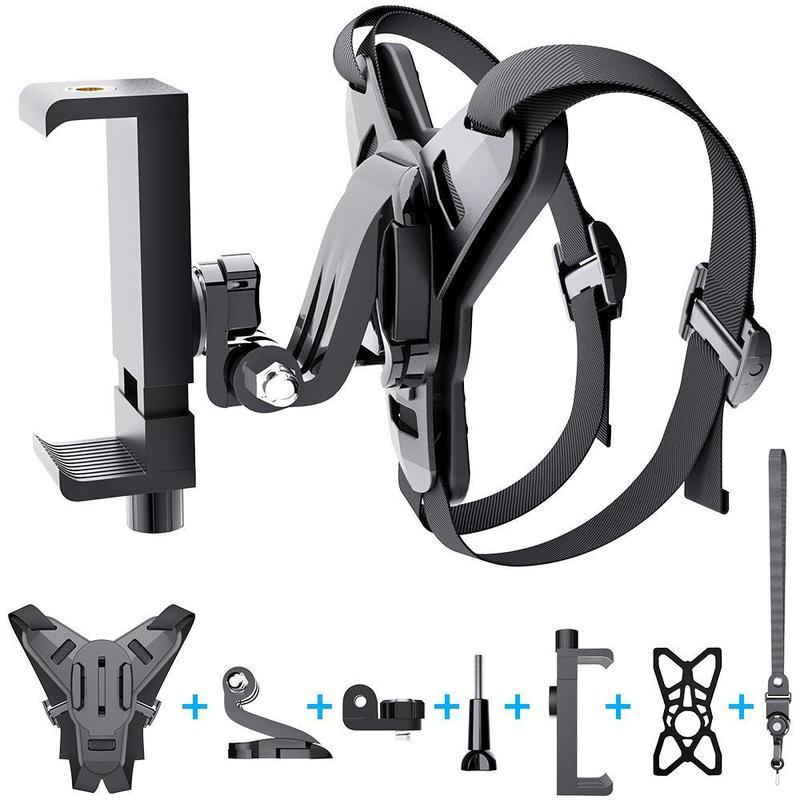 Motorcycle Helmet Chin Mount, Motorcycle Helmet Chin Bracket, Camera Holder for iPhone Samsung, GoPro Hero 9/8/7/5/4/3, Insta360Oner, AKASO, DJI Osmo