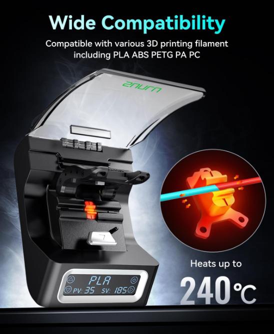 SUNLU Filament Connector Fast Heating Filament Connector for 3D Printer Filament 1.75mm, Up to 240°C, Compatible with PLA PETG TPU ABS PA Nylon, Easy to Use