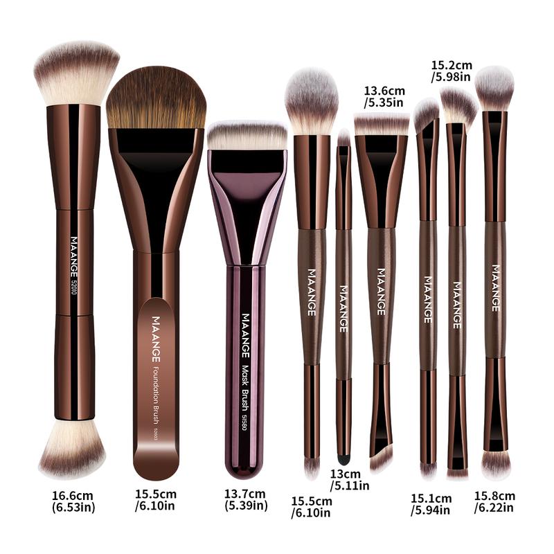 MAANGE 3/9 Counts Makeup Brushes Set, Flat Tongue, Curved and Ultrathin Foundation Brushes, Professional Cosmetic Brushes for Foundation Blending & Powder Application, Beauty Tools, Makeup Gifts for Friends, Face Makeup Brushes