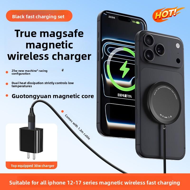 25W Magnetic Wireless Charger with 25w Power, Ultra Slim Fast Charging Dual-Use Car Dashboard & Desktop Charging Station Compatible with iPhone Smartphones & Universal Devices crossbody strap
