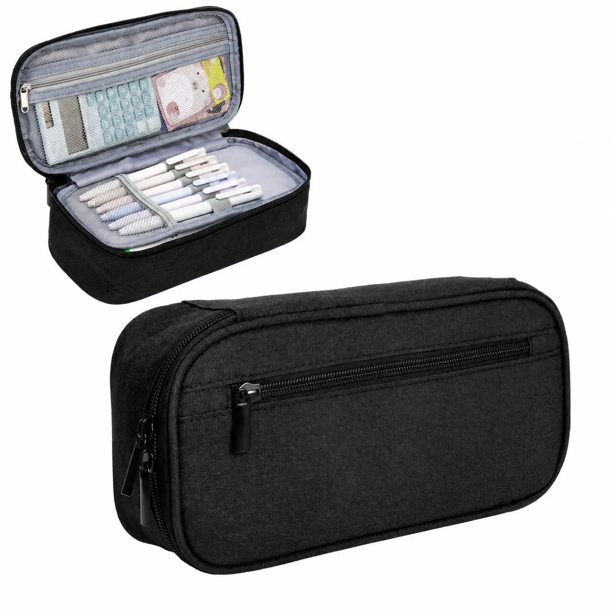 Durable, Lightweight Pencil Case for Elementary Students – Waterproof Polyester Organizer with Multiple Compartments, Smooth Zipper Closure, and Ergonomic Design Ideal for Daily School Use and Back-to-School Supplies